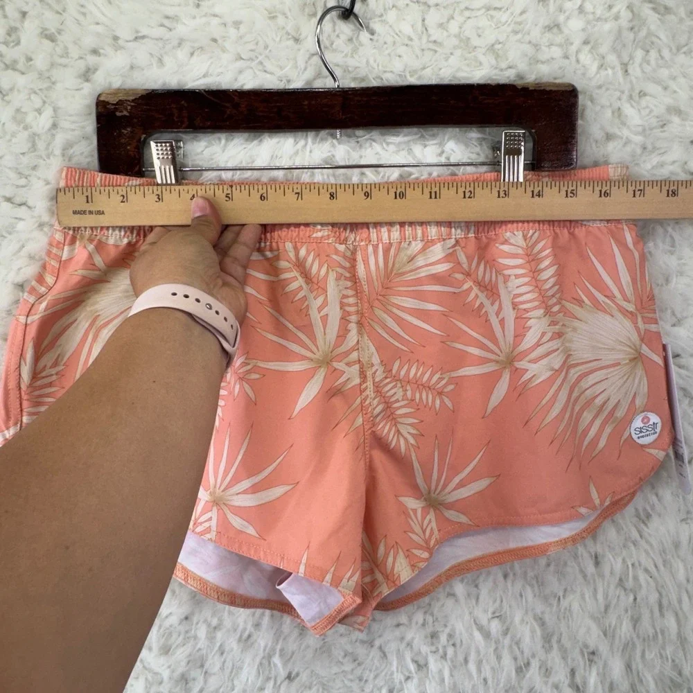 Sisstrevolution Sweet Sol Pull On Board Shorts Large Peach Tropical Beachy‎ Surf